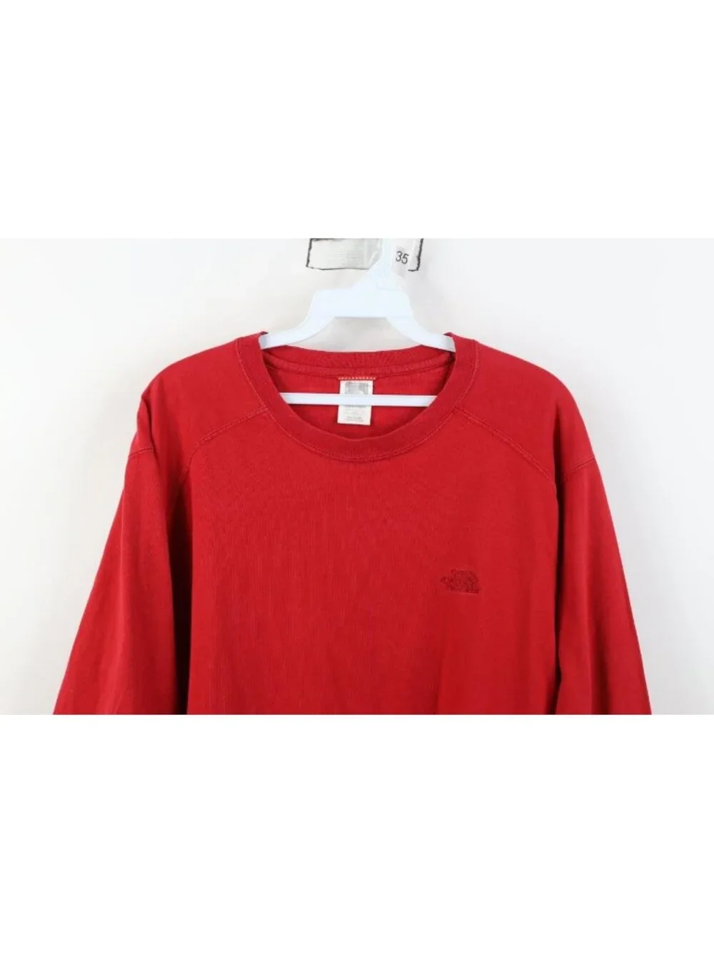Vtg Y2K 2009 The North Face Mens Large Faded Spell Out Long Sleeve T-Shirt Red